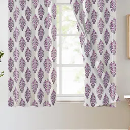 Trance Home Linen Mauve & White 2 Pcs Printed Room Darkening Pure Cotton Window Curtains-picture-15