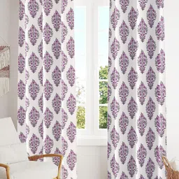 Trance Home Linen Mauve & White 2 Pcs Printed Room Darkening Pure Cotton Door Curtains-picture-16