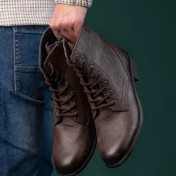 Alberto Torresi Men Brown Solid Leather High-Top Flat Boots-image-10