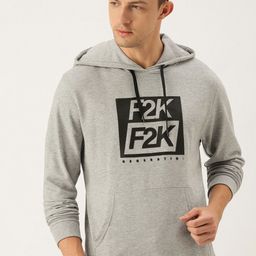 Flying Machine Men Grey Hooded Sweatshirt with Applique Detail-picture-9