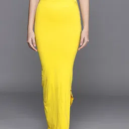 Inddus Women Yellow Solid High Compressed Seamless Saree Shapewear with Drawstring-picture-28