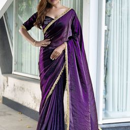 Mitera Women Embellished Satin Saree With Unstitched Blouse-picture-5