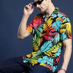 Hancock Men Multicoloured Relaxed Fit Floral Printed Casual Shirt-image-68