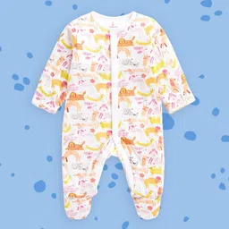 Mothercare Infant Girls Multicoloured Animal Printed Cotton Wadded Sleepsuit-picture-33