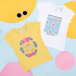 Pantaloons Junior Girls pack Of 2 Typography Printed Cotton T-shirt-picture-37
