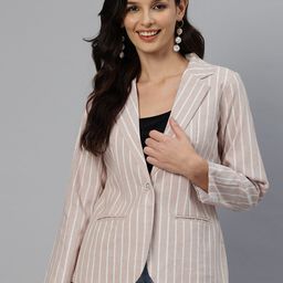 Cottinfab Striped Single-Breasted Pure Cotton Casual Blazer-picture-3
