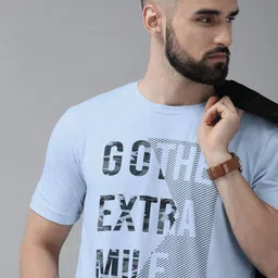 Roadster Men Blue & Black Typography Printed Pure Cotton T-shirt-picture-43