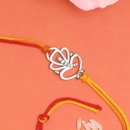 GIVA 925 Sterling Silver Rhodium-Plated Stone-Studded Rakhi With Roli Chawal-picture-35