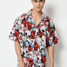 COMICSENSE Anime Printed Demon Slayer Oversized Hawaiian Shirt-picture-31