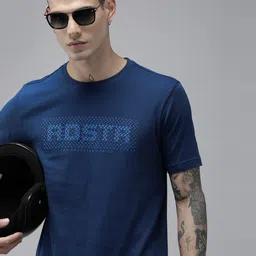 Roadster Men Blue Pure Cotton Applique T-shirt image 1