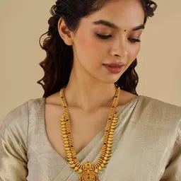 Kushal's Fashion Jewellery 92.5 Pure Silver Gold-Plated Stone Studded Necklace image 1