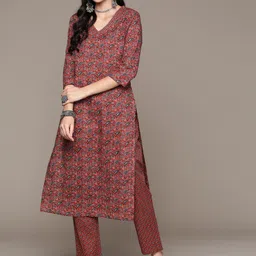 Readiprint Fashions Ethnic Motifs Printed Pure Cotton Kurta with Trousers-picture-11