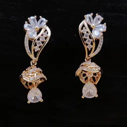 JYONA Rose Gold-Plated American Diamond & CZ Studded Contemporary Drop Earrings-picture-13