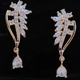 JYONA Rose Gold-Plated American Diamond & CZ Studded Contemporary Drop Earrings-picture-39