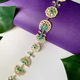 I Jewels Gold Plated & Kundan Studded And Beaded Sheeshphool-picture-35