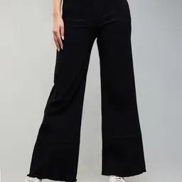 DOLCE CRUDO Women Wide Leg High-Rise Heavy Fade Stretchable Jeans-image-24