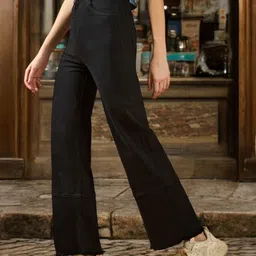DOLCE CRUDO Women Wide Leg High-Rise Heavy Fade Stretchable Jeans-picture-17