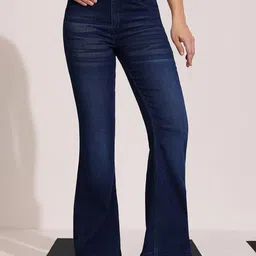 DOLCE CRUDO Women Wide Leg High-Rise Light Fade Stretchable Jeans-picture-21
