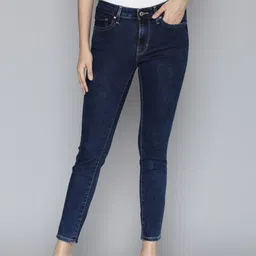 Levis Women Navy Blue 711 Skinny Fit Heavy Fade Stretchable Jeans-image-19