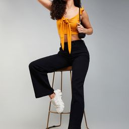DOLCE CRUDO Women Wide Leg High-Rise Slash Knee Stretchable Jeans-picture-37