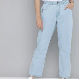 Mast & Harbour Women Blue Straight Fit High-Rise Stretchable Jeans-picture-24