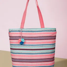 ALII AND ALIIZEY Peach-Coloured & Cream-Coloured Self Design Tote Bag-picture-34