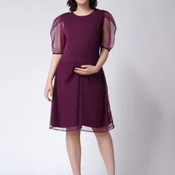 COLOR STUDIO Purple Maternity Fit & Flare Dress-picture-31