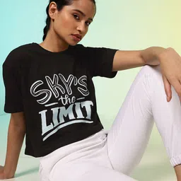 HRX by Hrithik Roshan Women Typography Printed Pure Cotton T-shirt-picture-24