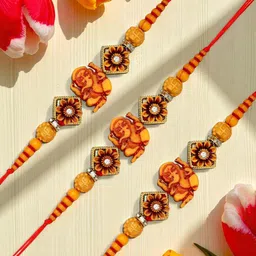 ADIVA Stones Studded & Beaded Thread Rakhis with Roli Chawal Chandan & Meshrei Card-picture-13