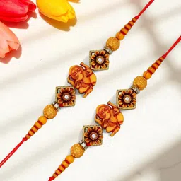 ADIVA Stones Studded & Beaded Thread Rakhis with Roli Chawal Chandan & Meshrei Card-picture-36