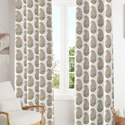 Trance Home Linen Orange & White Printed Room Darkening Pure Cotton Door Curtain-picture-18