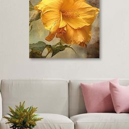 OLIVE TREE Yellow & Green Flower Canvas Framed Painting Wall Art-picture-9