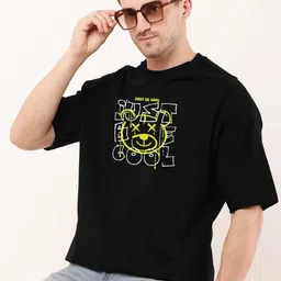 FARROWX Men Bio Finish Typography Printed Round Neck Cotton Oversized T-shirt-picture-20