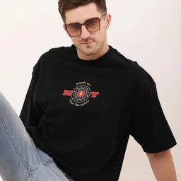 FARROWX Men Bio Finish Typography Printed Round Neck Cotton Oversized T-shirt-picture-18