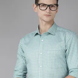 Park Avenue Men Pure Cotton Slim Fit Grid Tattersall Checks Opaque Formal Shirt-image-75