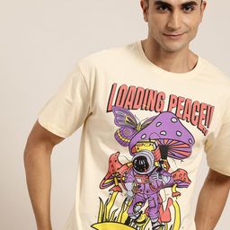 HERE&NOW Pure Cotton Graphic Printed Drop-Shoulder Sleeves T-shirt-picture-33