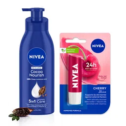 Nivea The Wintercare Duo - Cocoa Nourish Body Lotion 400ml + Cherry Shine Lip Balm 4.8g-image-35