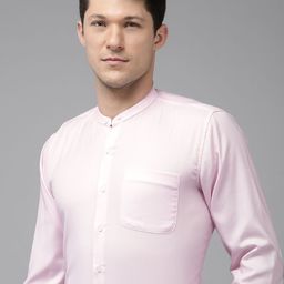 Van Heusen Slim Fit Textured Band Collar Pure Cotton Formal Shirt-picture-19