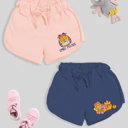YK X Minute Mirth Girls Assorted Pack of 2 Printed Pure Cotton Shorts-picture-11