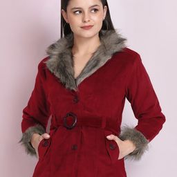 BUY NEW TREND Women Maroon Solid Lightweight Longline Parka Jacket-picture-0