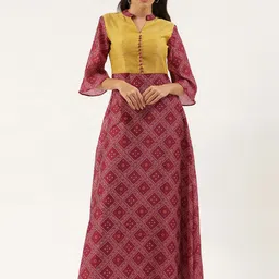 Ethnovog Mustard Yellow Yellow Ethnic Motifs Ethnic Maxi Dress-picture-40