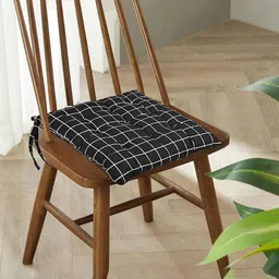 Kuber Industries Black & Green 2 Pieces Checked Cotton Chair Pads-image-62