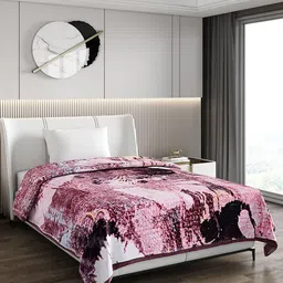 Monte Carlo Pink Floral Printed 950 GSM Heavy Winter Single Bed Blanket-image-12