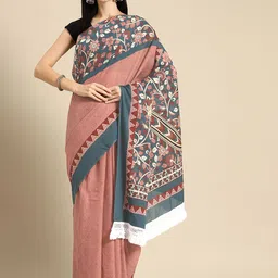 BUTA BUTI Floral Printed Pure Cotton Saree With Unstitched Blouse And Lace-picture-26