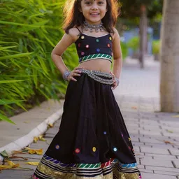 BAESD Girls Embroidered Square Neck Mirror Work Ready to Wear Lehenga Choli-image-75