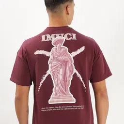 IMUCI Printed Drop-Shoulder Sleeves Pure Cotton Oversized T-shirt-picture-25