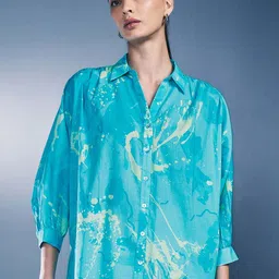 AND Abstract Printed Cuffed Sleeves Pure Cotton Shirt Style Top-picture-21