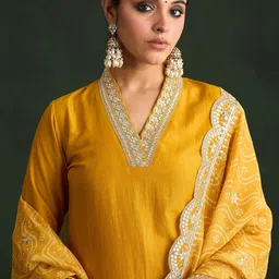 Indo Era Women Ethnic Motifs Embroidered Regular Kurta with Trousers & With Dupatta-picture-41