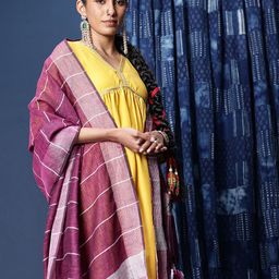 Taavi Striped Linen Dupatta with Sequined & Tasselled Details-picture-7