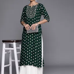 Libas Floral Yoke Design Sweetheart Neck Kurta image 1
